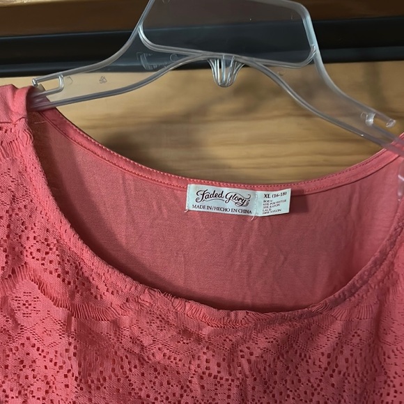 Faded Glory Ruffled Pink Cap Sleeve Blouse - Picture 2 of 5